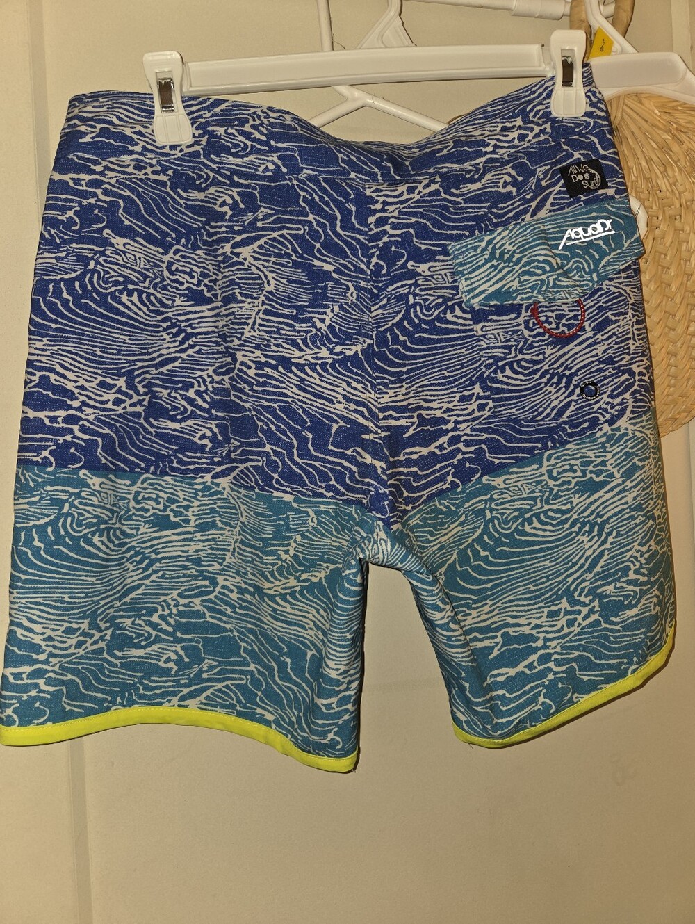 Blue Gradient Wave-Print Swim Trunks - Picture 2 of 5